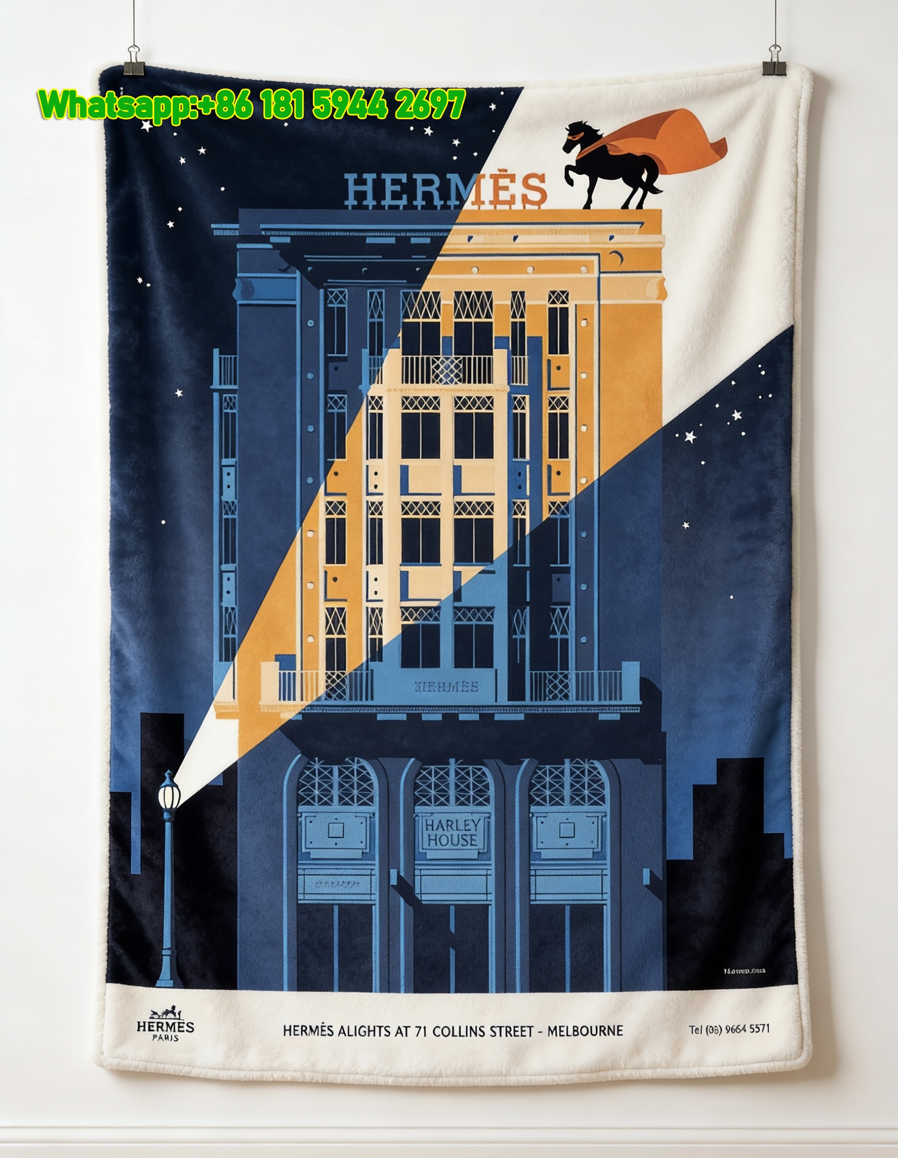 Art Deco Hermès Melbourne Building Flannel Throw Blanket IMG_5050